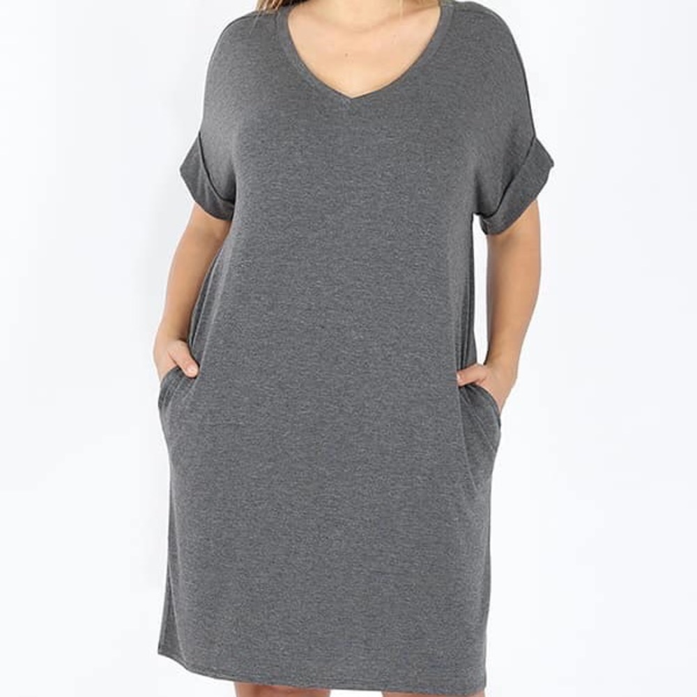 V-neck Dress with Pockets